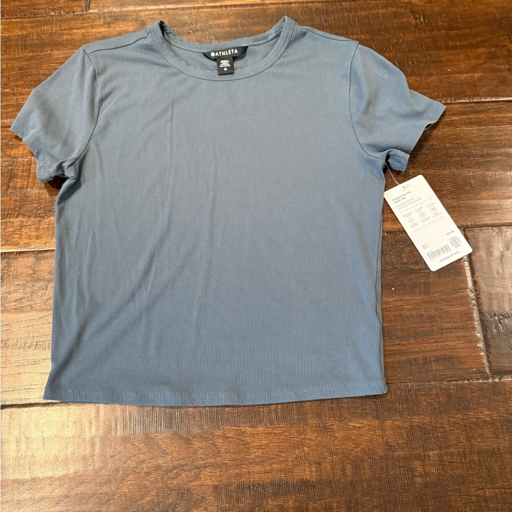 Athleta signature rib crop tee medium NWT